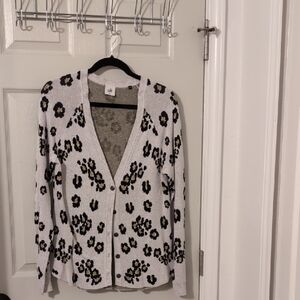 CAbi Women's Gray and Yellow Patterned Cardigan